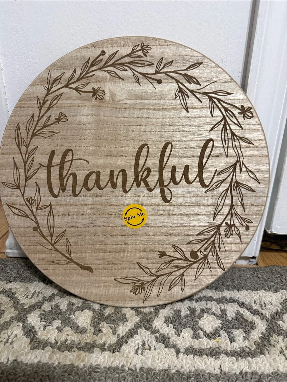 Hobby Lobby Thankful Round Wood Wall Decor - Brown